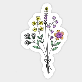 Subtle nonbinary flower bouquet Sticker